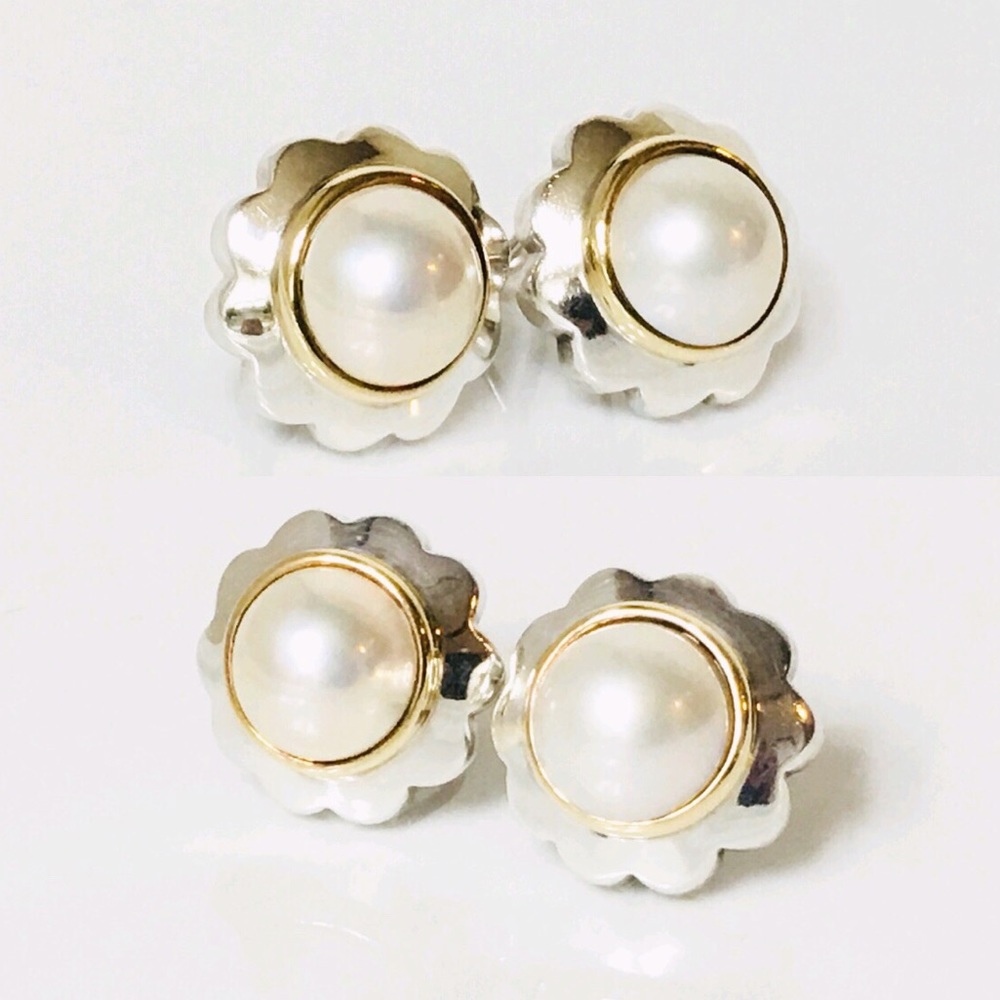 Tiffany & Co. Sterling & 18k Mabe Pearl Earrings - Picture 2 of 9